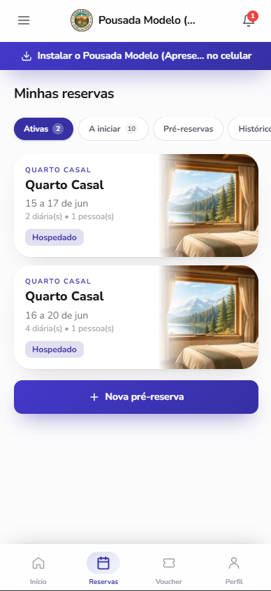 Reservas no app do hóspede