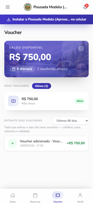 Voucher no app do hóspede